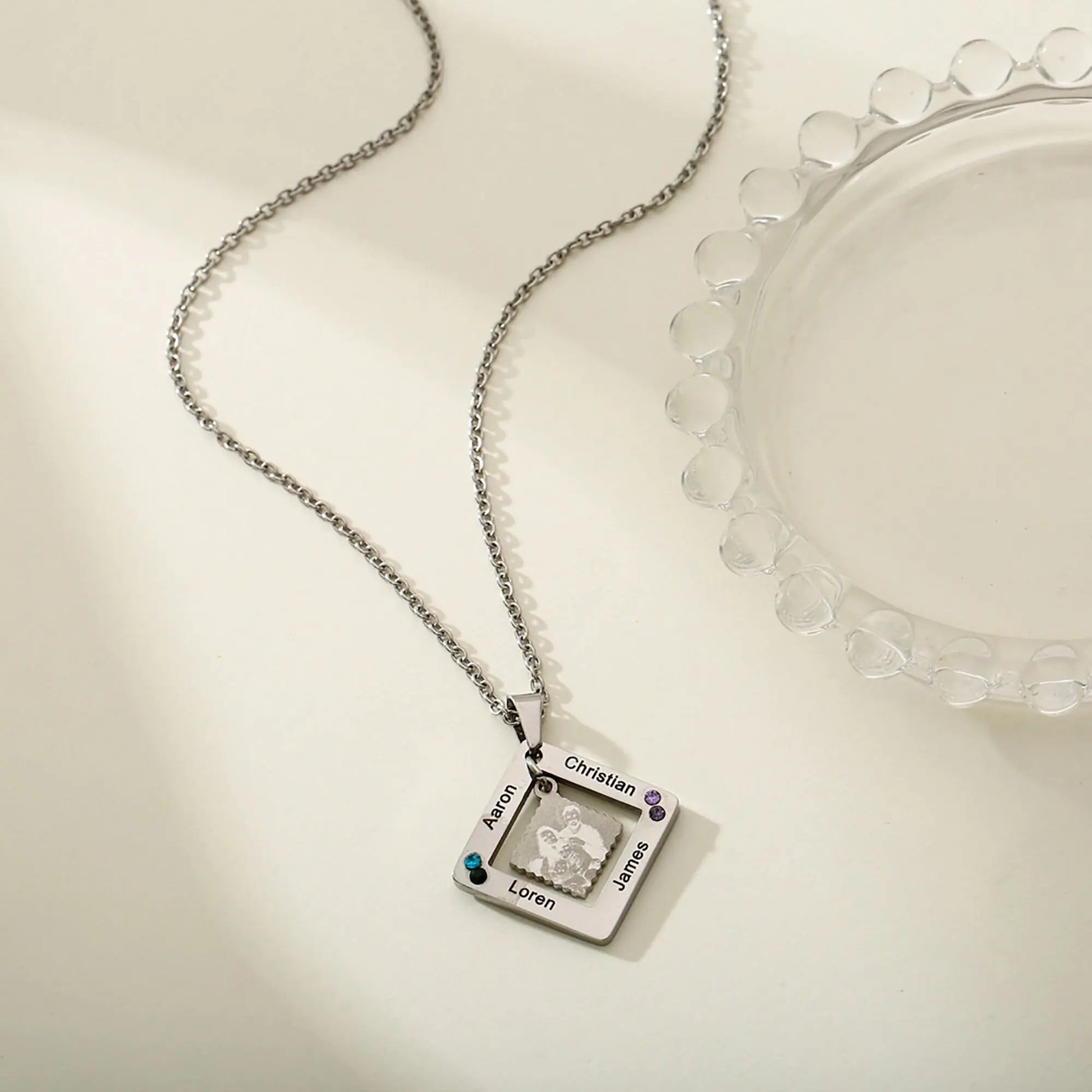 customized photos with birthstone Colorful 12 Birthstone Pendant Necklaces - Blade & Thread