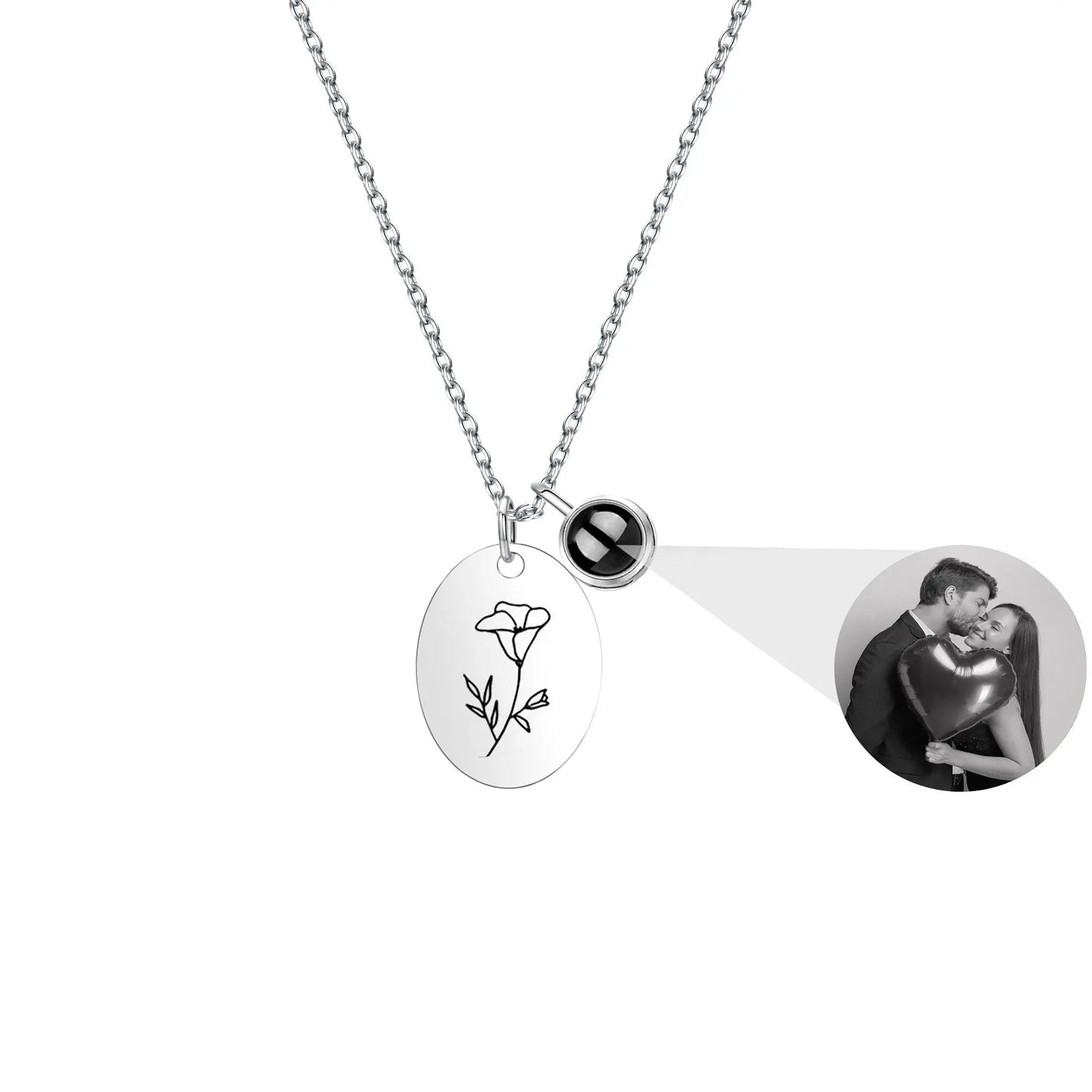 Customized projection necklace for birthday flowers and photos - Blade & Thread