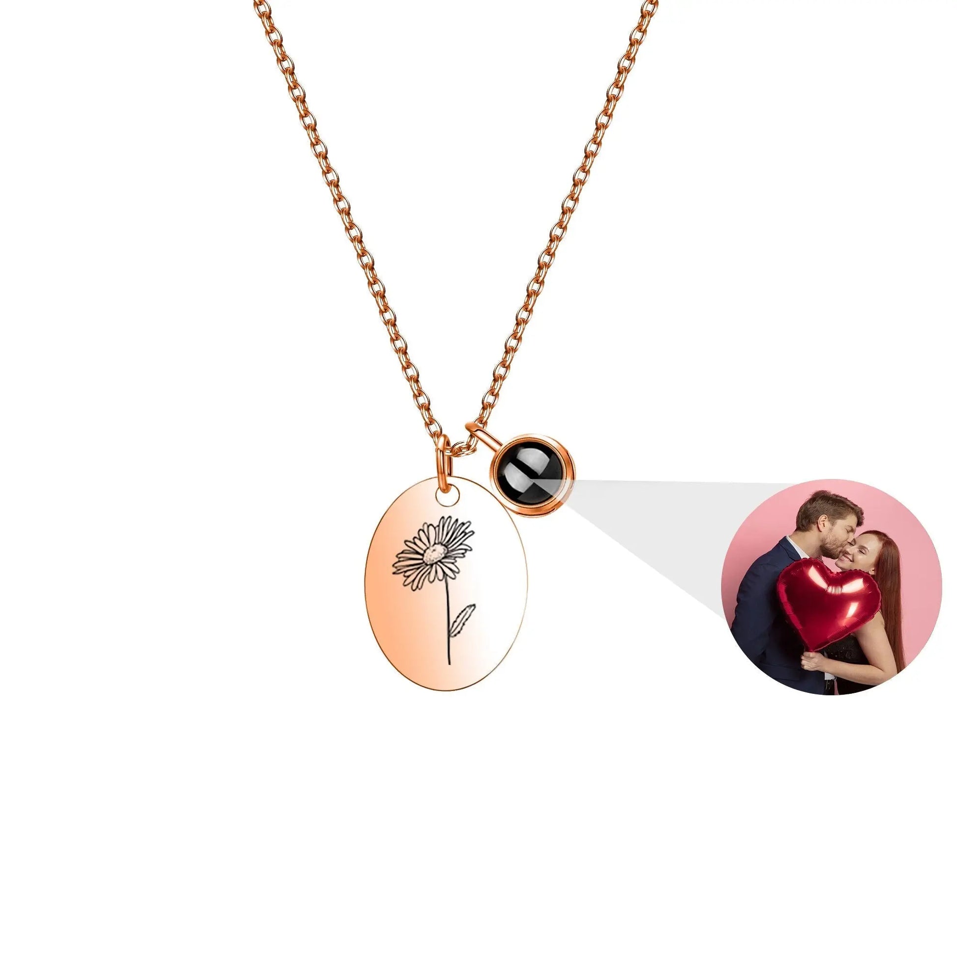 Customized projection necklace for birthday flowers and photos - Blade & Thread