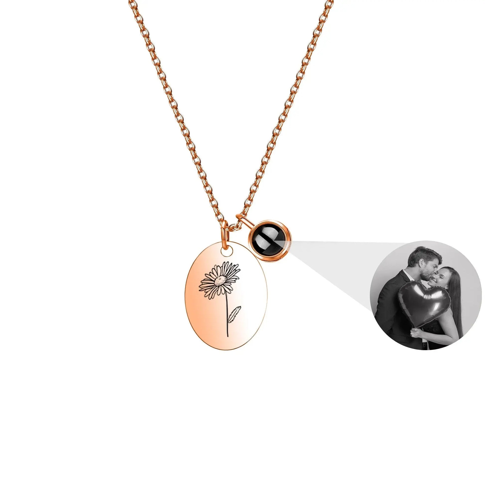 Customized projection necklace for birthday flowers and photos - Blade & Thread