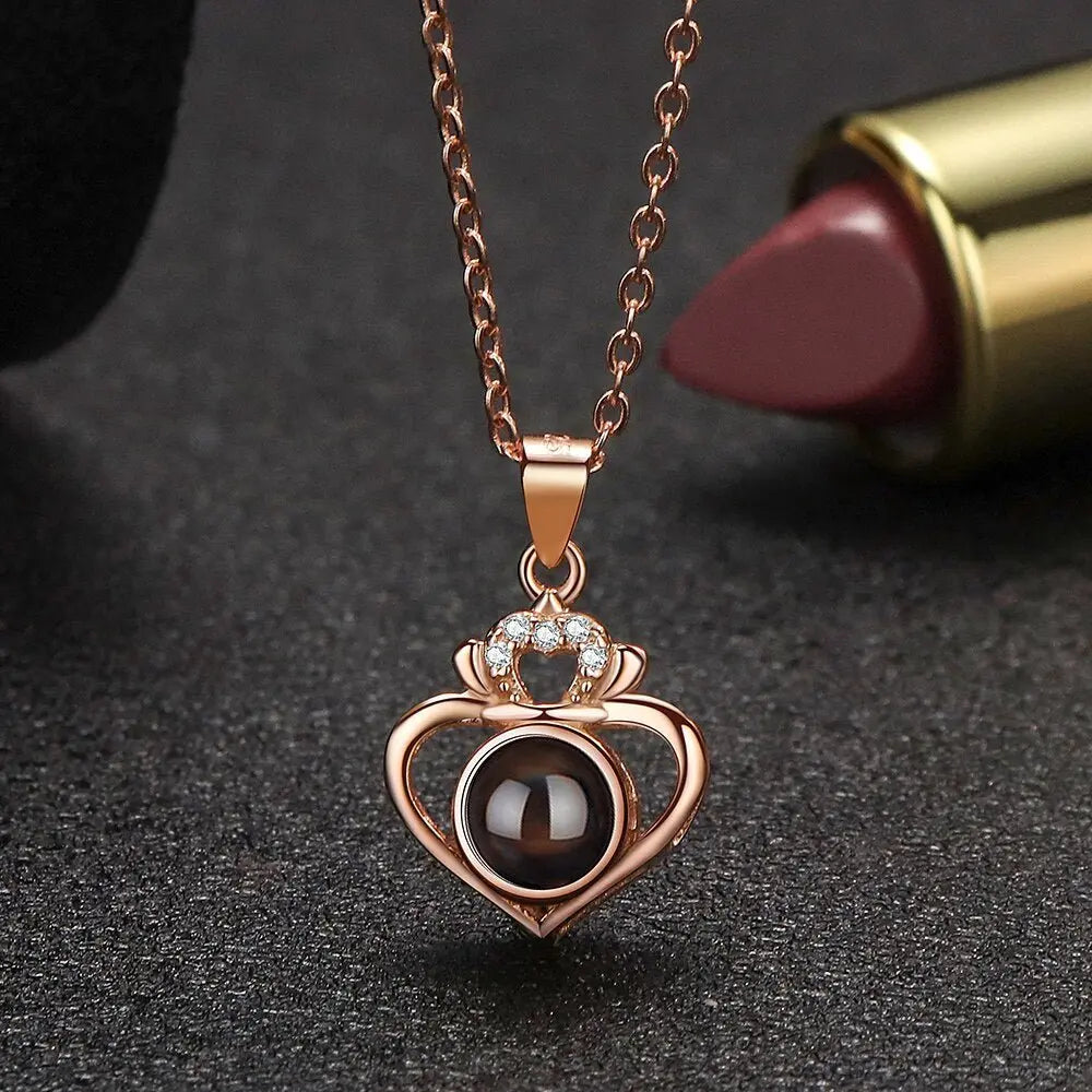 Customized Projection Necklace Heart Photo Projection Necklace for Women Girl Friend Ladies Gifts - Blade & Thread