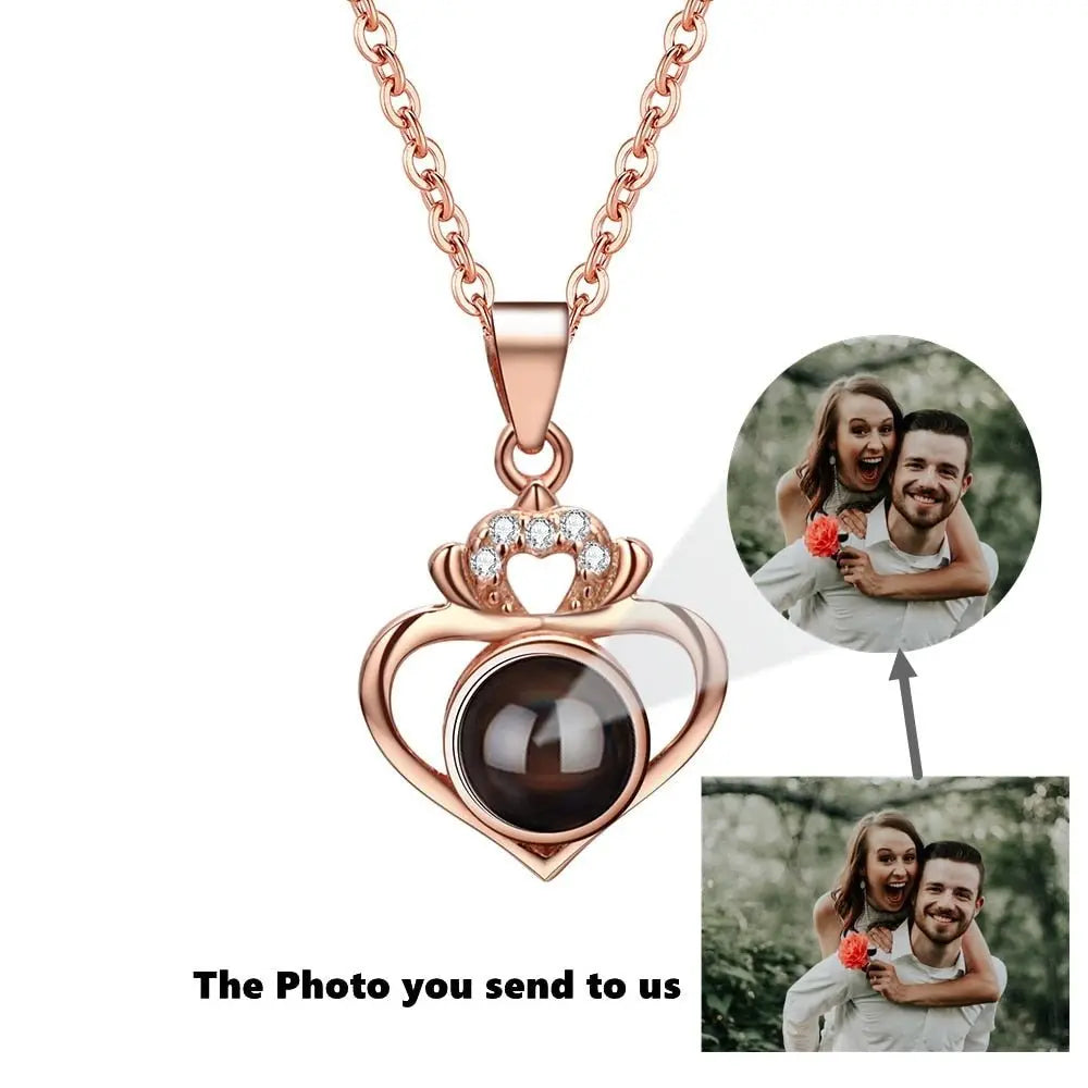 Customized Projection Necklace Heart Photo Projection Necklace for Women Girl Friend Ladies Gifts - Blade & Thread