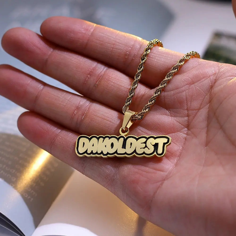 Customized vintage French ins enamel letter pendant - Blade & Thread