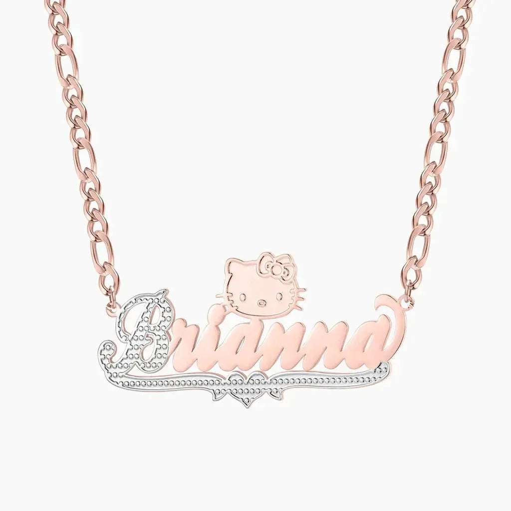 cut cat name necklace 14 karat gold name plates - Blade & Thread