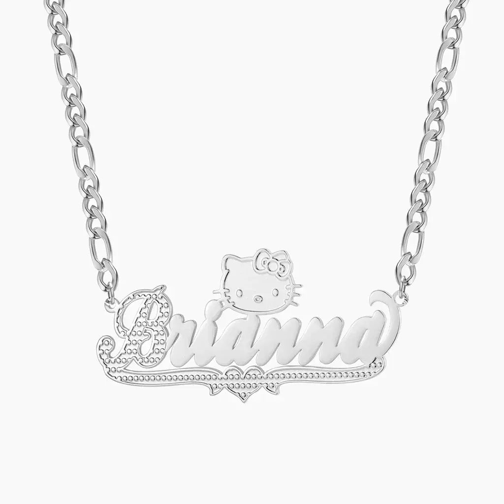 cut cat name necklace 14 karat gold name plates - Blade & Thread
