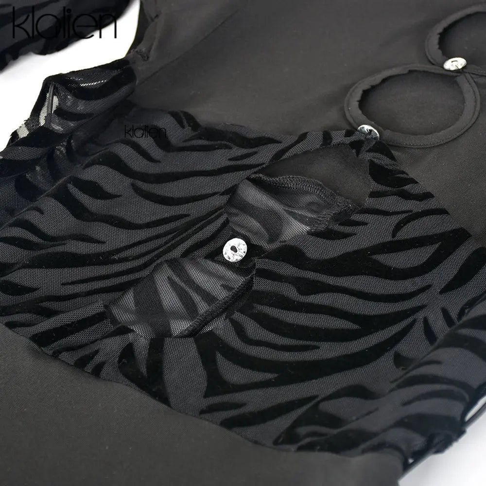 Cut Out Sexy Zebra Mesh Transparent Women's Pencil Short Dresses Mini Dress for Beach Bodycon - Blade & Thread