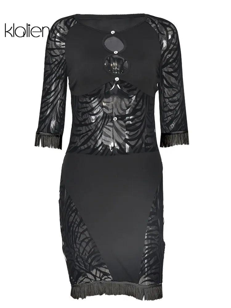 Cut Out Sexy Zebra Mesh Transparent Women's Pencil Short Dresses Mini Dress for Beach Bodycon - Blade & Thread
