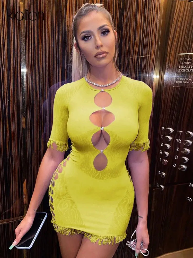 Cut Out Sexy Zebra Mesh Transparent Women's Pencil Short Dresses Mini Dress for Beach Bodycon - Blade & Thread