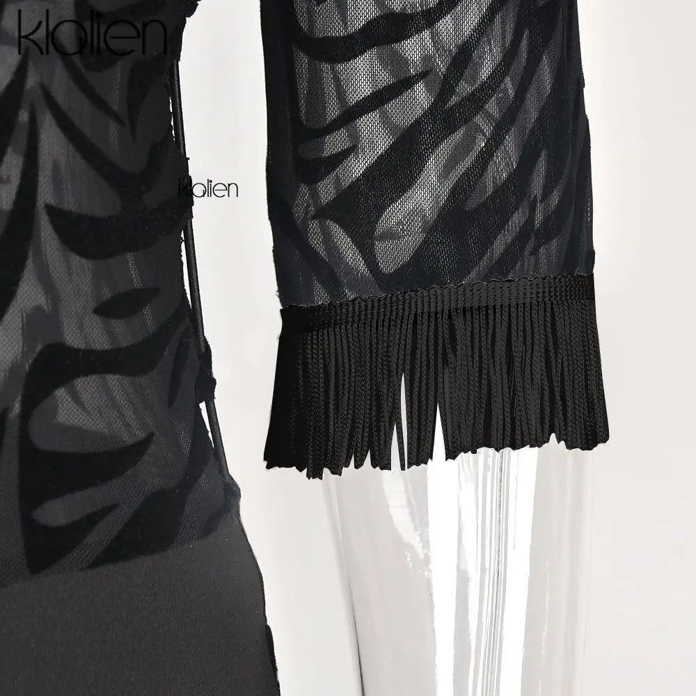Cut Out Sexy Zebra Mesh Transparent Women's Pencil Short Dresses Mini Dress for Beach Bodycon - Blade & Thread