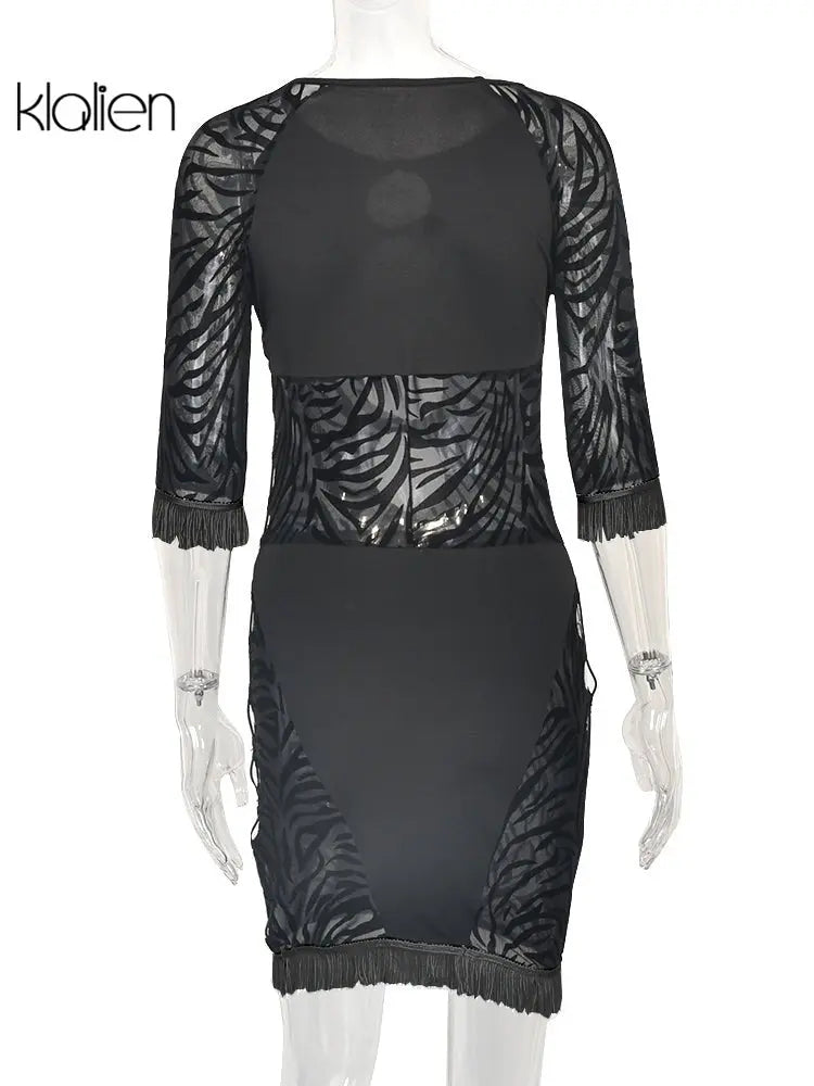 Cut Out Sexy Zebra Mesh Transparent Women's Pencil Short Dresses Mini Dress for Beach Bodycon - Blade & Thread