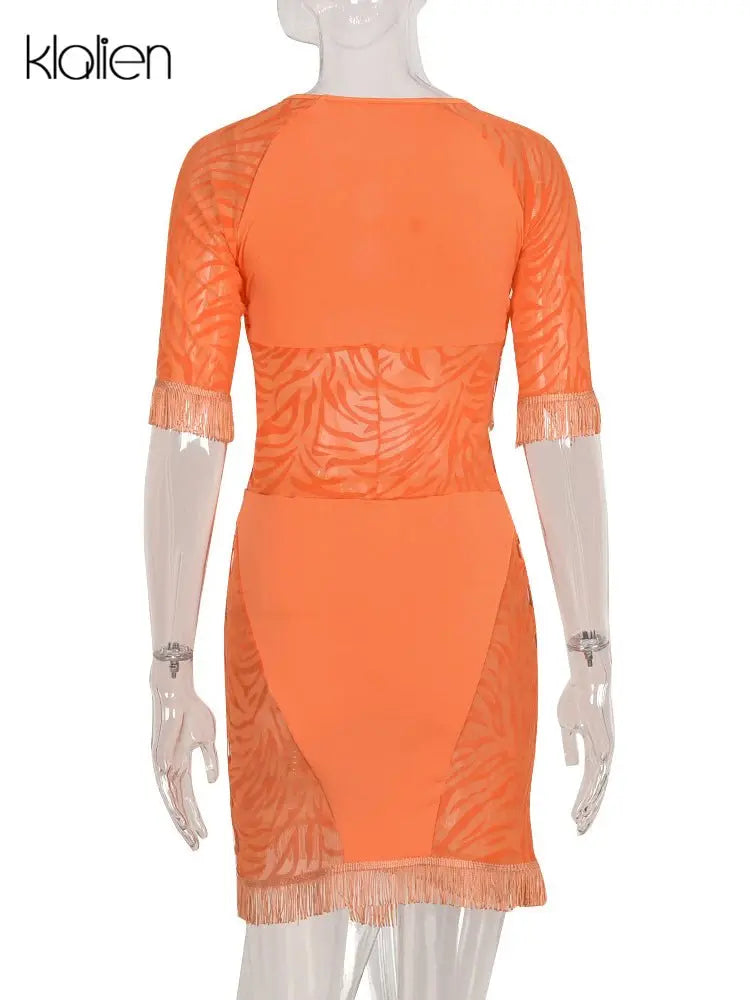 Cut Out Sexy Zebra Mesh Transparent Women's Pencil Short Dresses Mini Dress for Beach Bodycon - Blade & Thread