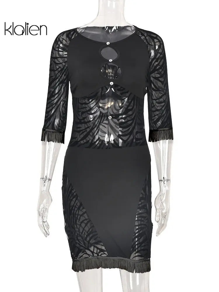 Cut Out Sexy Zebra Mesh Transparent Women's Pencil Short Dresses Mini Dress for Beach Bodycon - Blade & Thread
