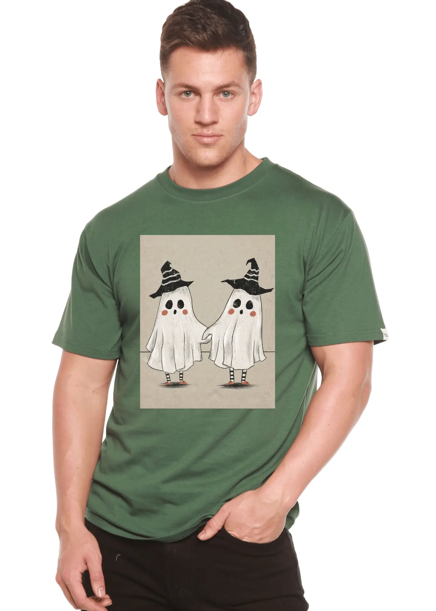 Cute Ghost Men's Bamboo Viscose/Organic Cotton Short Sleeve Graphic T-Shirt - Blade & Thread
