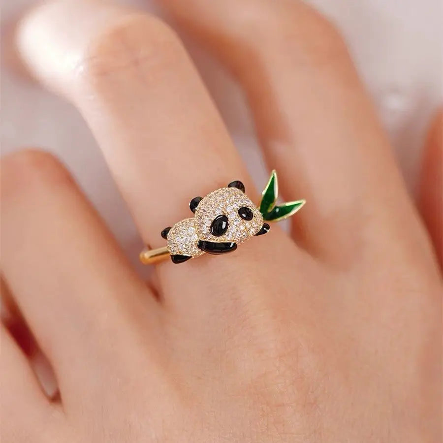 Cute panda bamboo ring girlfriends gift - Blade & Thread