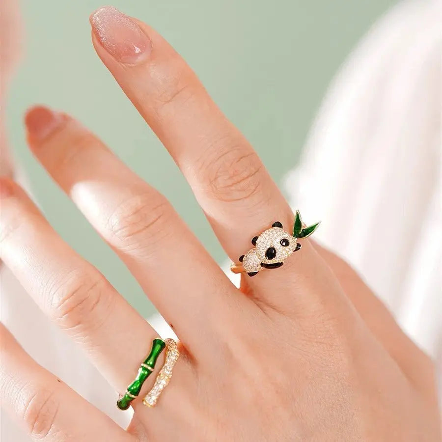 Cute panda bamboo ring girlfriends gift - Blade & Thread
