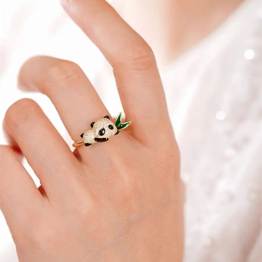 Cute panda bamboo ring girlfriends gift - Blade & Thread