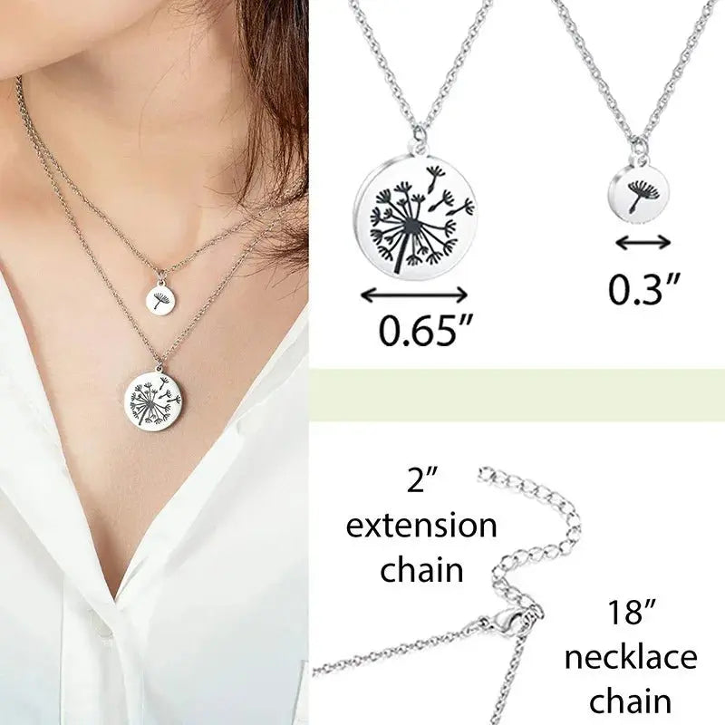 dandelion necklace 2 Pcs/Set Dandelion And Seeds Mother Daughter Necklaces - Blade & Thread