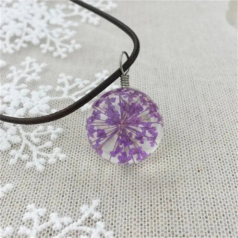 dandelion necklace Lucky WISH Glass Ball Jewelry - Blade & Thread