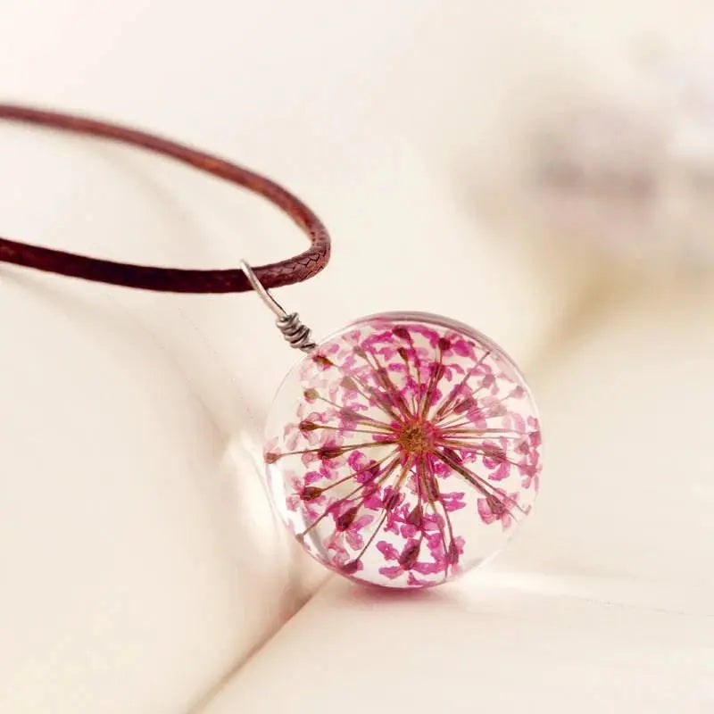 dandelion necklace Lucky WISH Glass Ball Jewelry - Blade & Thread