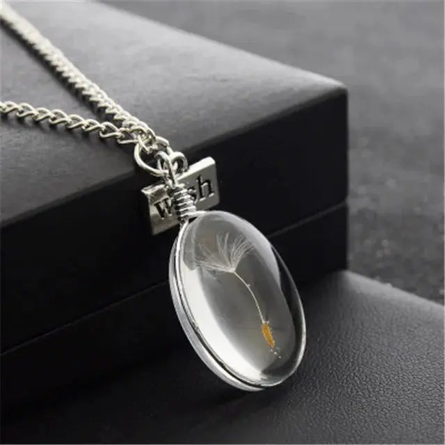 dandelion necklace Lucky WISH Glass Ball Jewelry - Blade & Thread