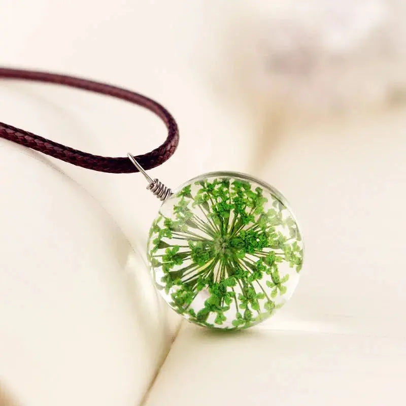 dandelion necklace Lucky WISH Glass Ball Jewelry - Blade & Thread