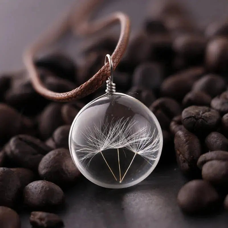 dandelion necklace Lucky WISH Glass Ball Jewelry - Blade & Thread
