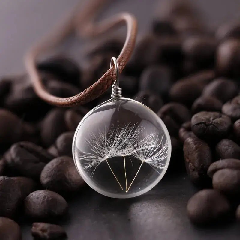 dandelion necklace Lucky WISH Glass Ball Jewelry - Blade & Thread