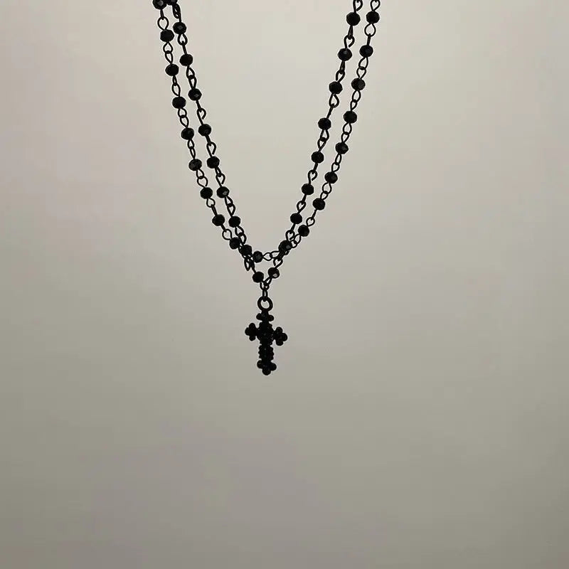 Dark Cross Rose Star Necklace - Blade & Thread