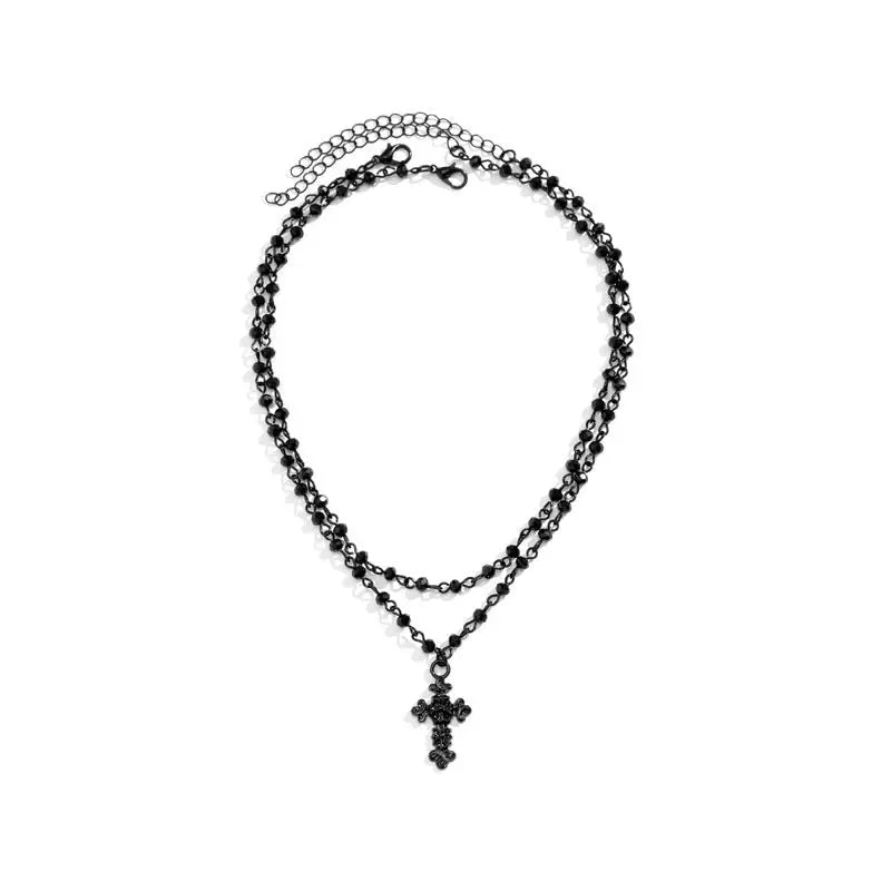 Dark Cross Rose Star Necklace - Blade & Thread