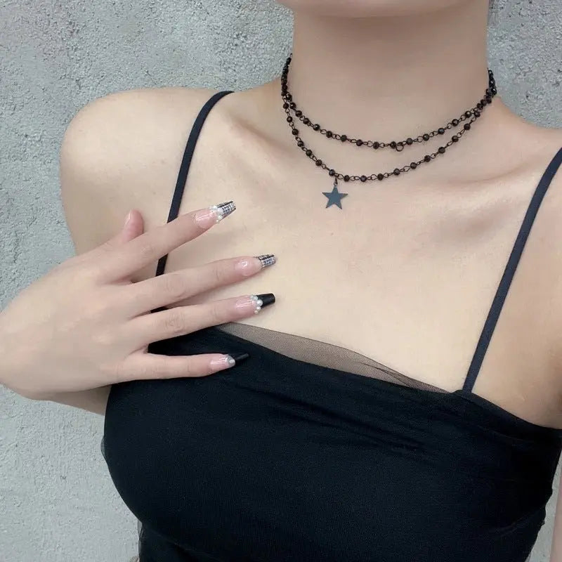 Dark Cross Rose Star Necklace - Blade & Thread