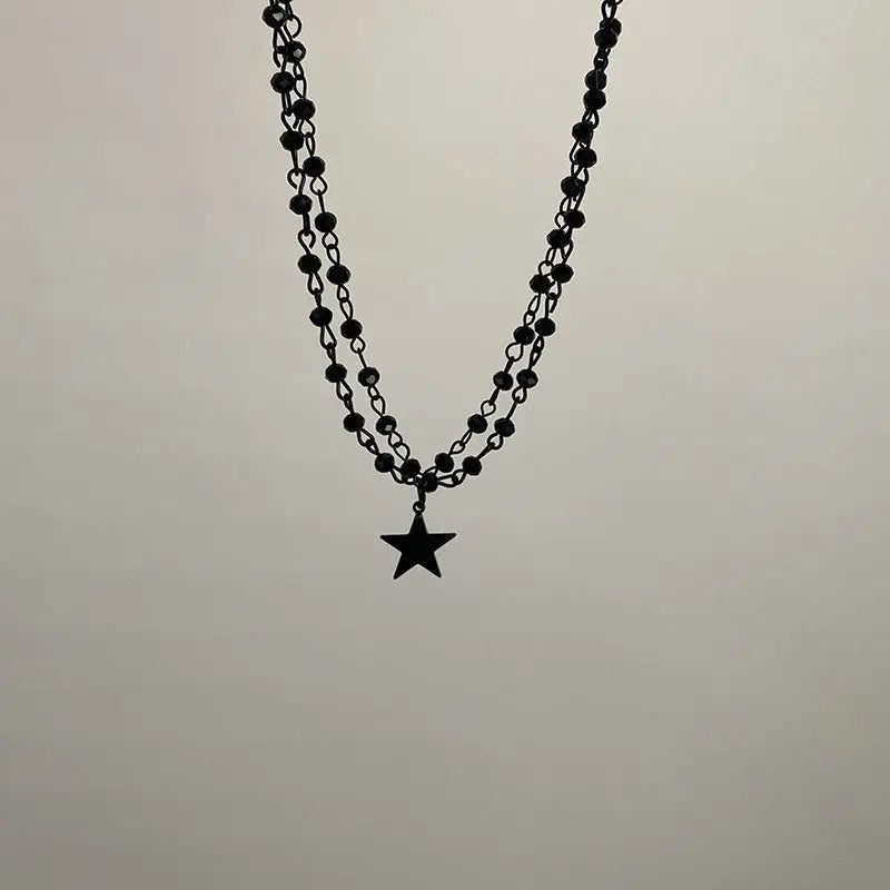 Dark Cross Rose Star Necklace - Blade & Thread