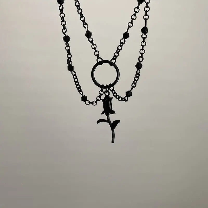 Dark Cross Rose Star Necklace - Blade & Thread