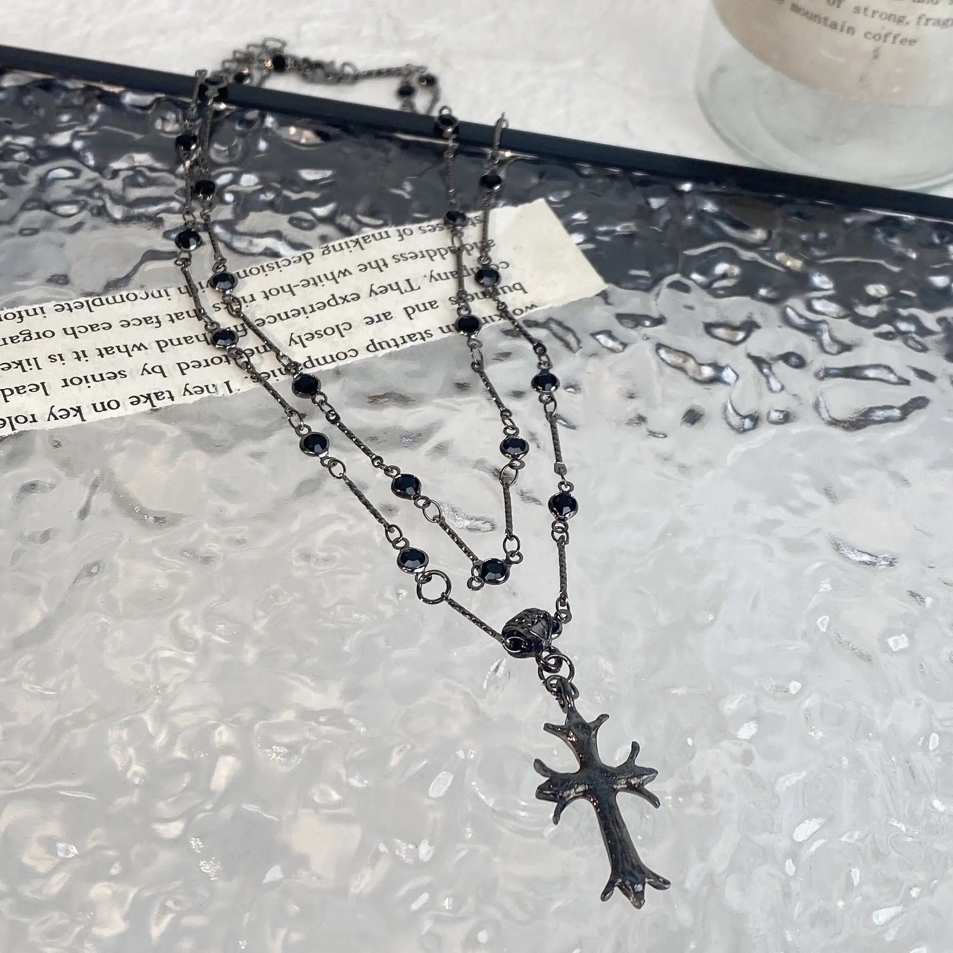 Dark Hot Girl Cross Double Layer Necklace - Blade & Thread
