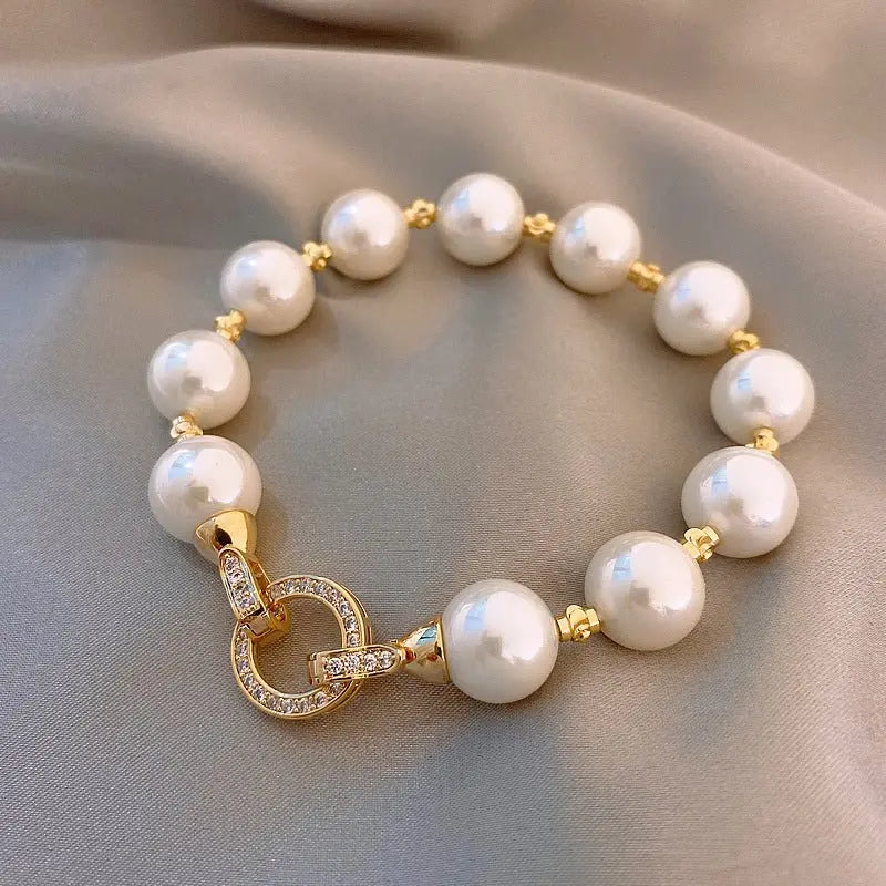 day collar large pearl inlaid zircon necklace - Blade & Thread