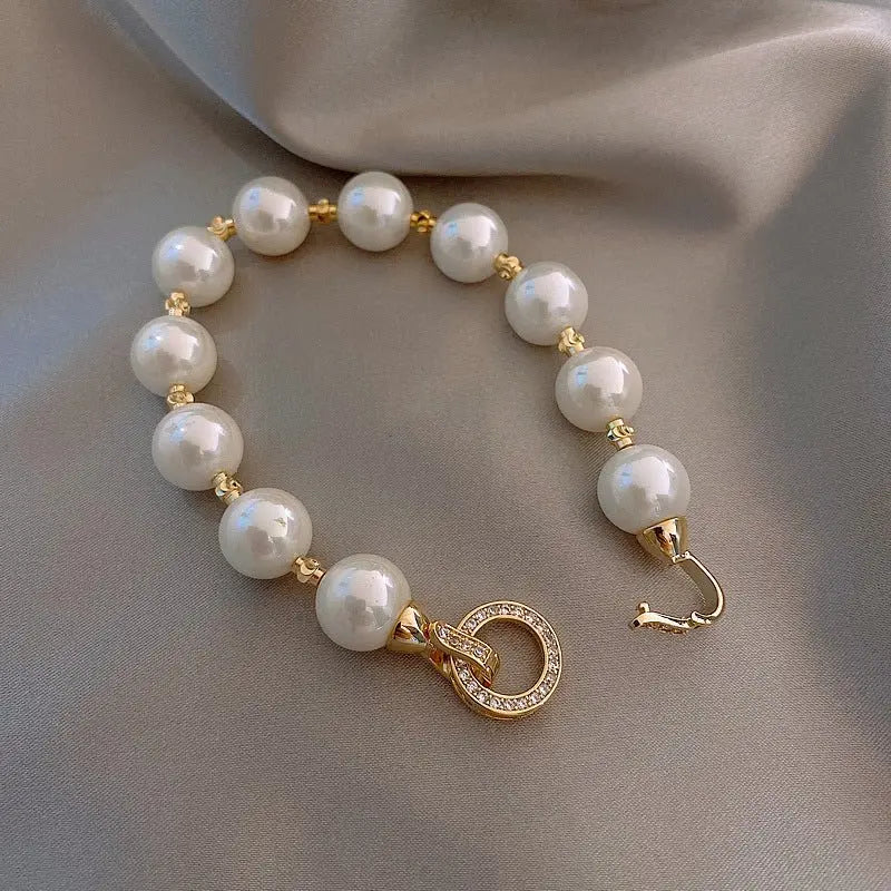 day collar large pearl inlaid zircon necklace - Blade & Thread