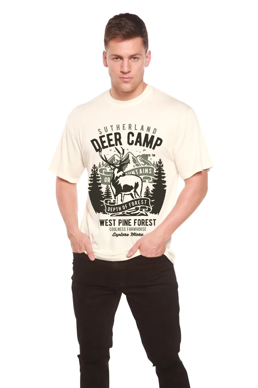 Deer Camp Men's Bamboo Viscose/Organic Cotton Short Sleeve Graphic T-Shirt Spun Bamboo