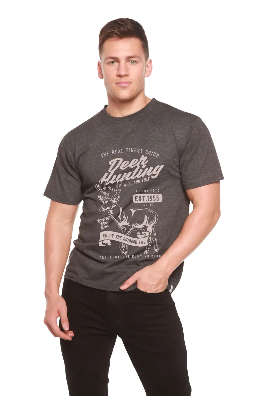 Deer Hunting Men's Bamboo Viscose/Organic Cotton Short Sleeve Graphic T-Shirt Spun Bamboo