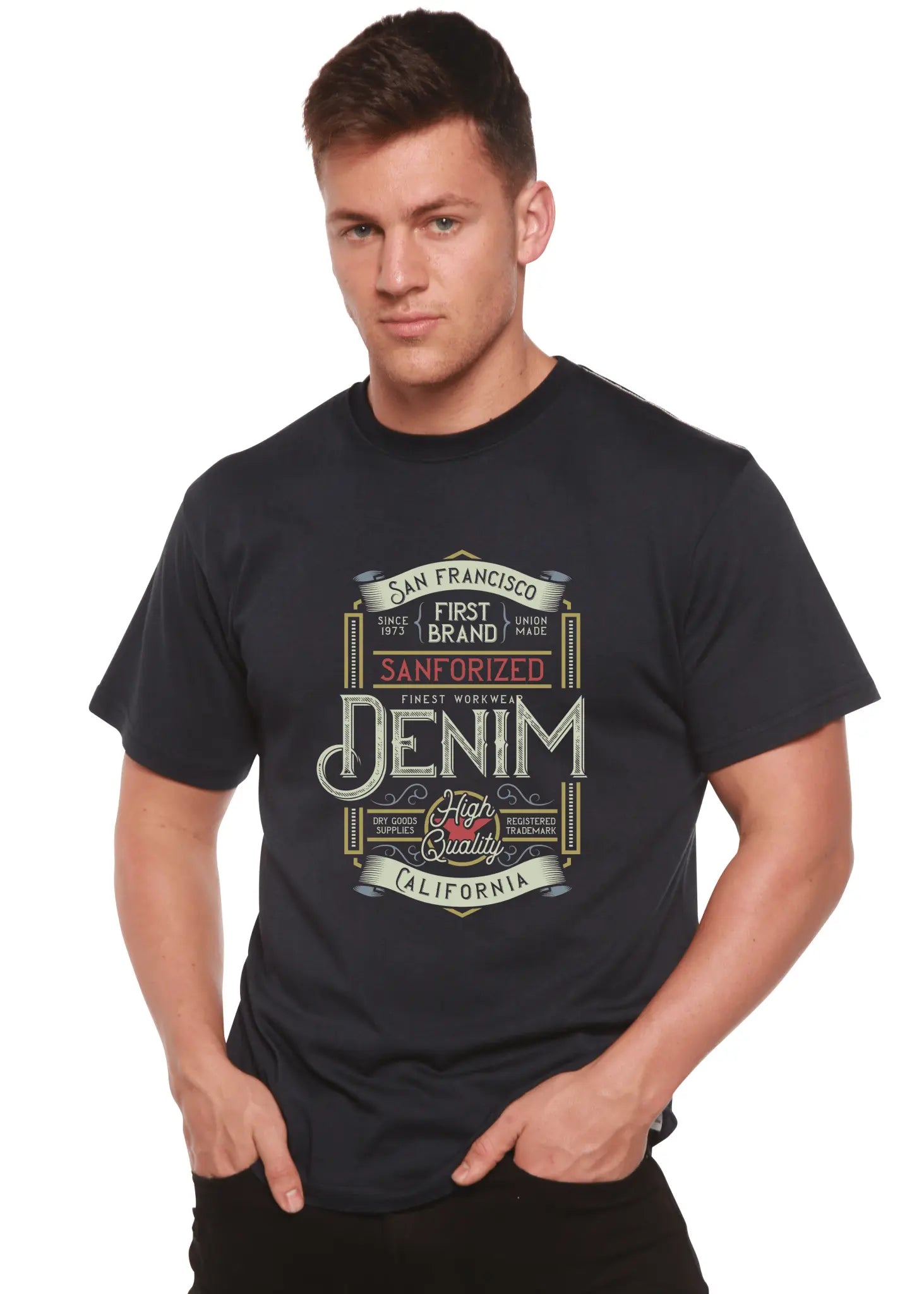 Denim California Men's Bamboo Viscose/Organic Cotton Short Sleeve Graphic T-Shirt - Blade & Thread