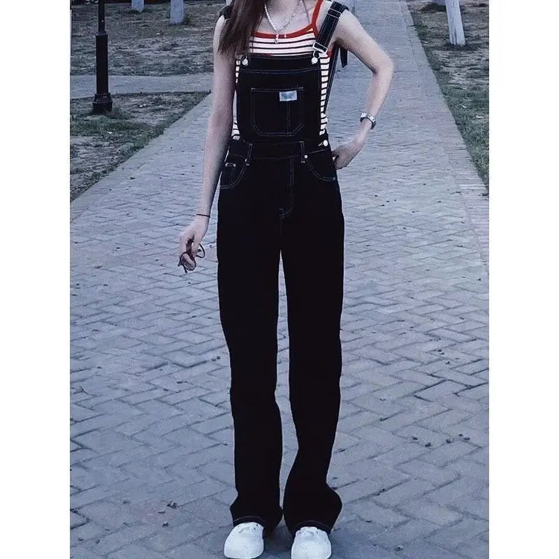 Denim Jumpsuit Women Baggy Jeans Jumpsuits High Waist Wide Leg Overalls Trousers - Blade & Thread