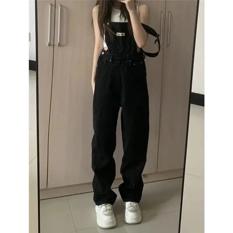 Denim Jumpsuit Women Baggy Jeans Jumpsuits High Waist Wide Leg Overalls Trousers - Blade & Thread