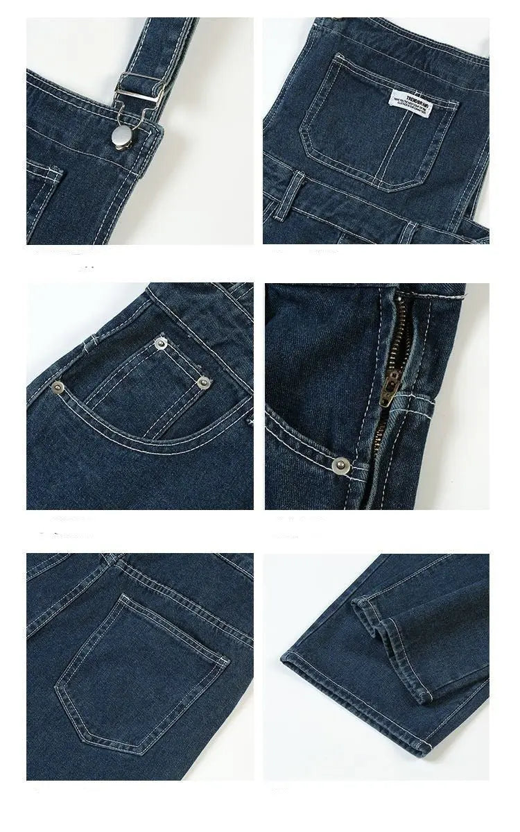 Denim Jumpsuit Women Baggy Jeans Jumpsuits High Waist Wide Leg Overalls Trousers - Blade & Thread