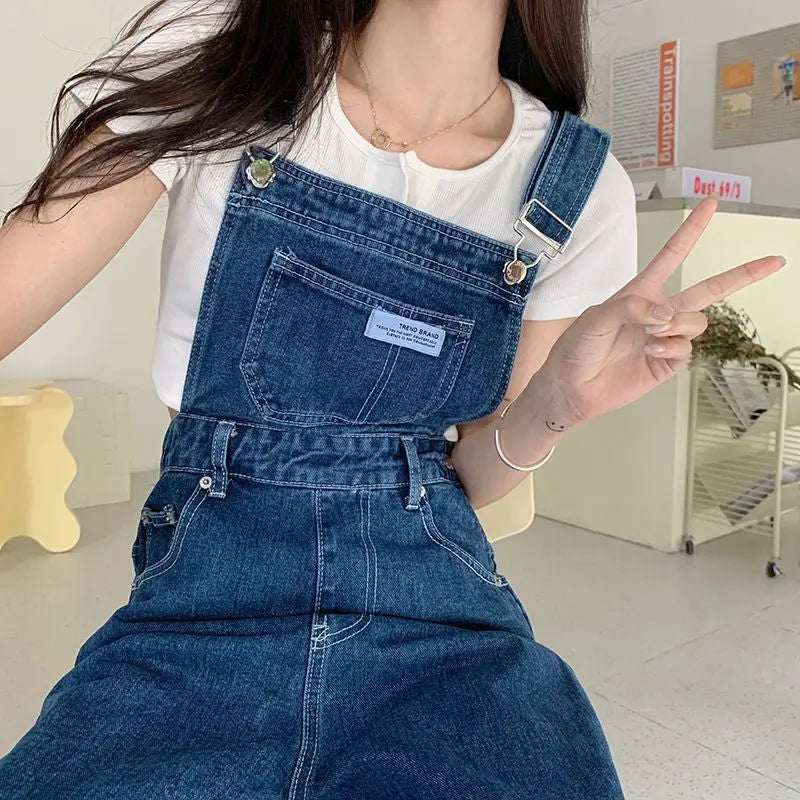 Denim Jumpsuit Women Baggy Jeans Jumpsuits High Waist Wide Leg Overalls Trousers - Blade & Thread