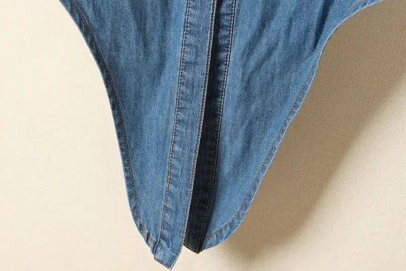 Denim Shirt Short Sleeve Womens Tops Chemise Femme Crop Tops - Blade & Thread