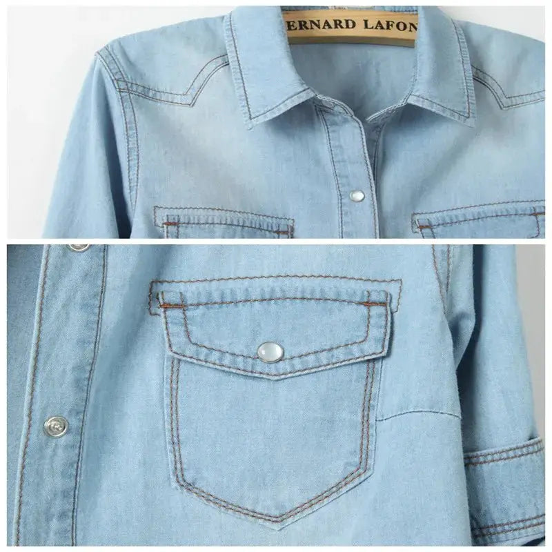 Denim Shirt Short Sleeve Womens Tops Chemise Femme Crop Tops - Blade & Thread