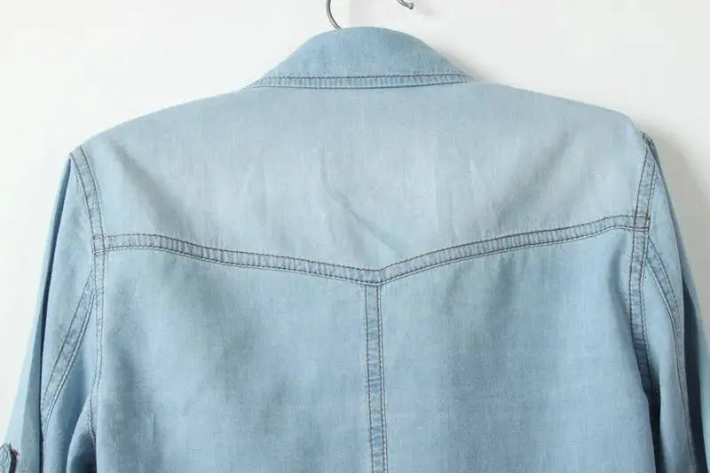 Denim Shirt Short Sleeve Womens Tops Chemise Femme Crop Tops - Blade & Thread