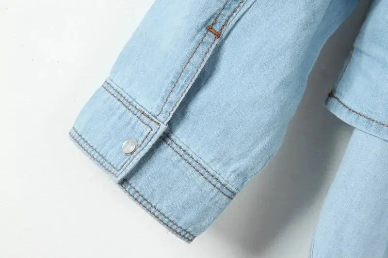 Denim Shirt Short Sleeve Womens Tops Chemise Femme Crop Tops - Blade & Thread