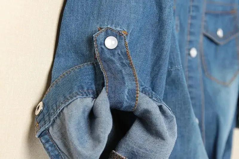Denim Shirt Short Sleeve Womens Tops Chemise Femme Crop Tops - Blade & Thread