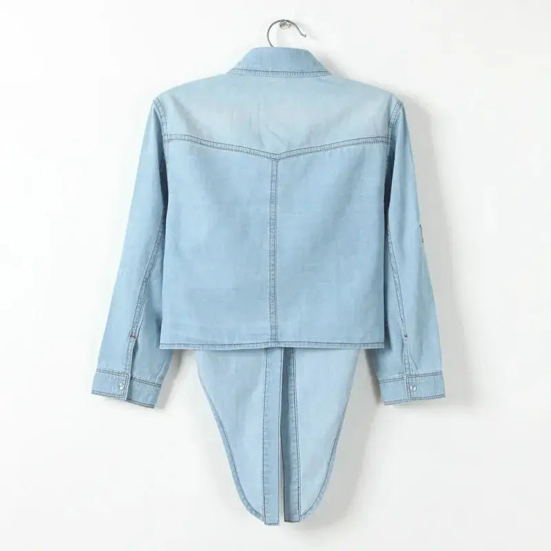Denim Shirt Short Sleeve Womens Tops Chemise Femme Crop Tops - Blade & Thread