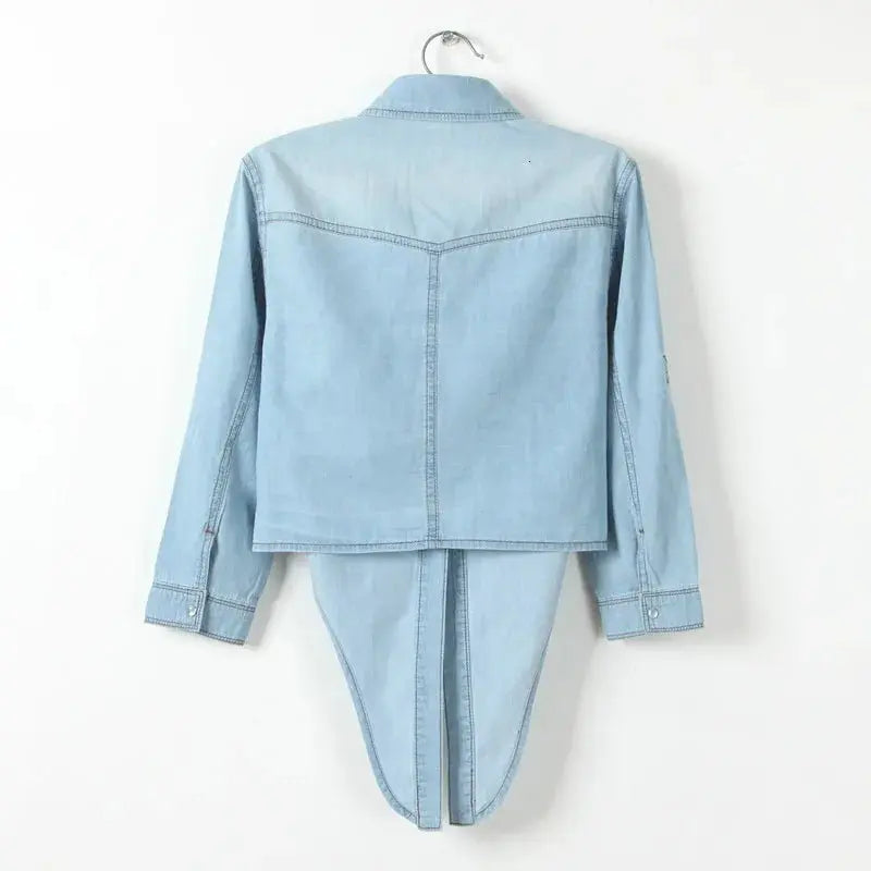 Denim Shirt Short Sleeve Womens Tops Chemise Femme Crop Tops - Blade & Thread