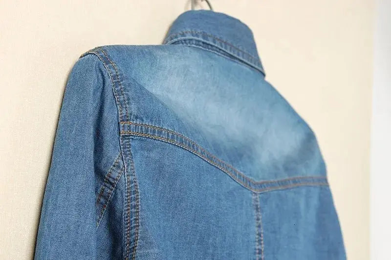Denim Shirt Short Sleeve Womens Tops Chemise Femme Crop Tops - Blade & Thread